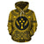 Kosrae ll Over Hoodie Kosrae Coat of rms Polynesian Gold Black Unisex Gold - Polynesian Pride