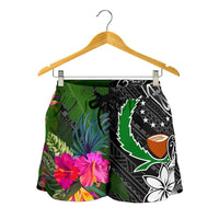 Pohnpei Women Shorts - Turtle Plumeria Banana Leaf - Polynesian Pride
