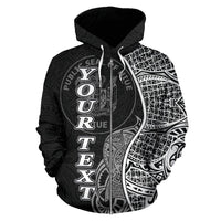 Niue Polynesian Custom Zip up Hoodie Coconut Black - Polynesian Pride