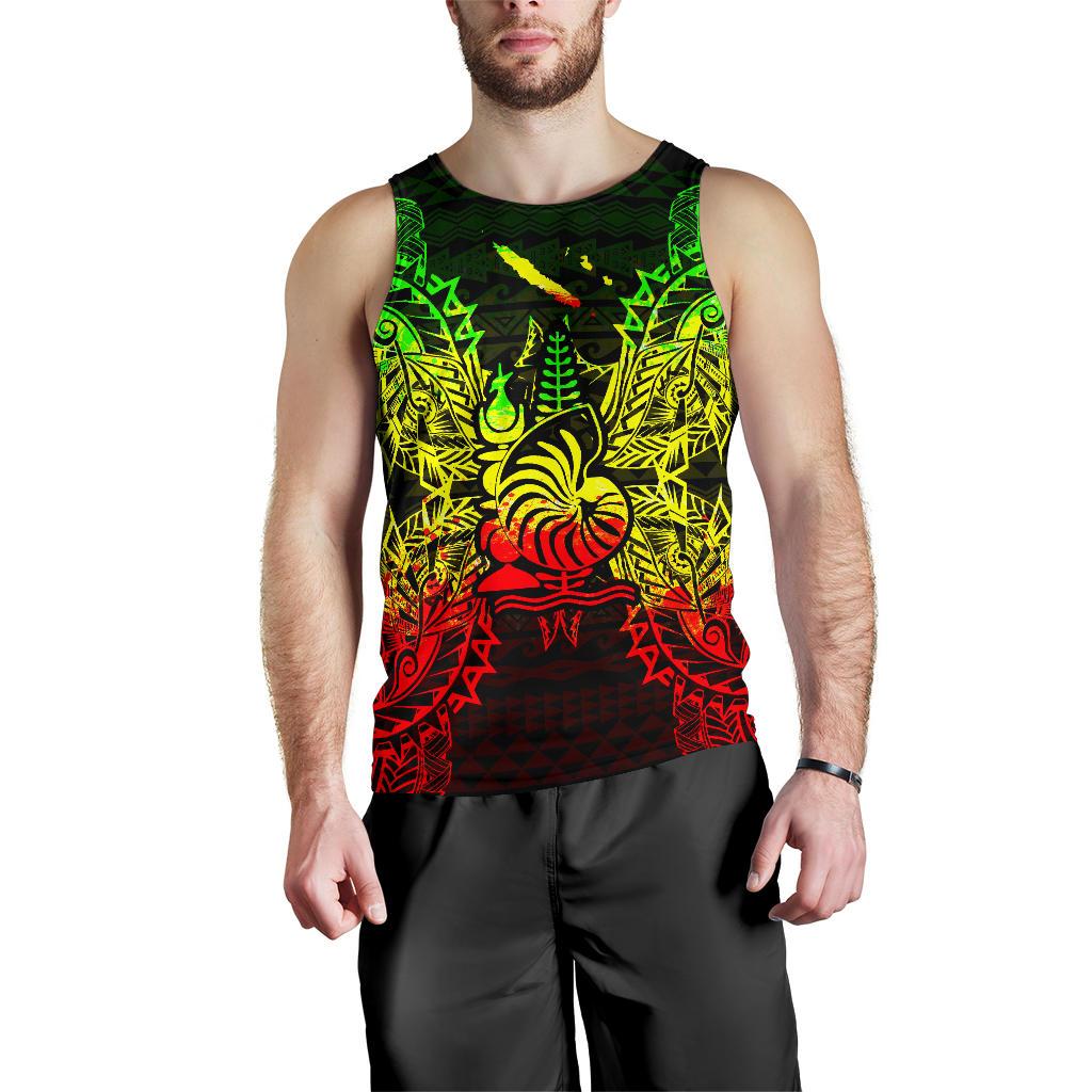 New Caledonia Polynesian Men Tank Top Map Reggae Reggae - Polynesian Pride