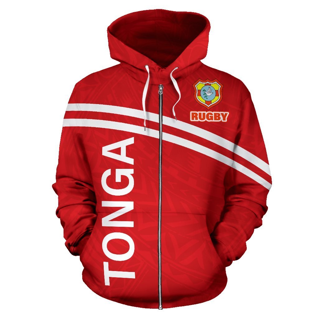 Tonga All Over Zip up Hoodie Polynesian Rugby Style - Polynesian Pride