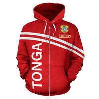 Tonga All Over Zip up Hoodie Polynesian Rugby Style - Polynesian Pride