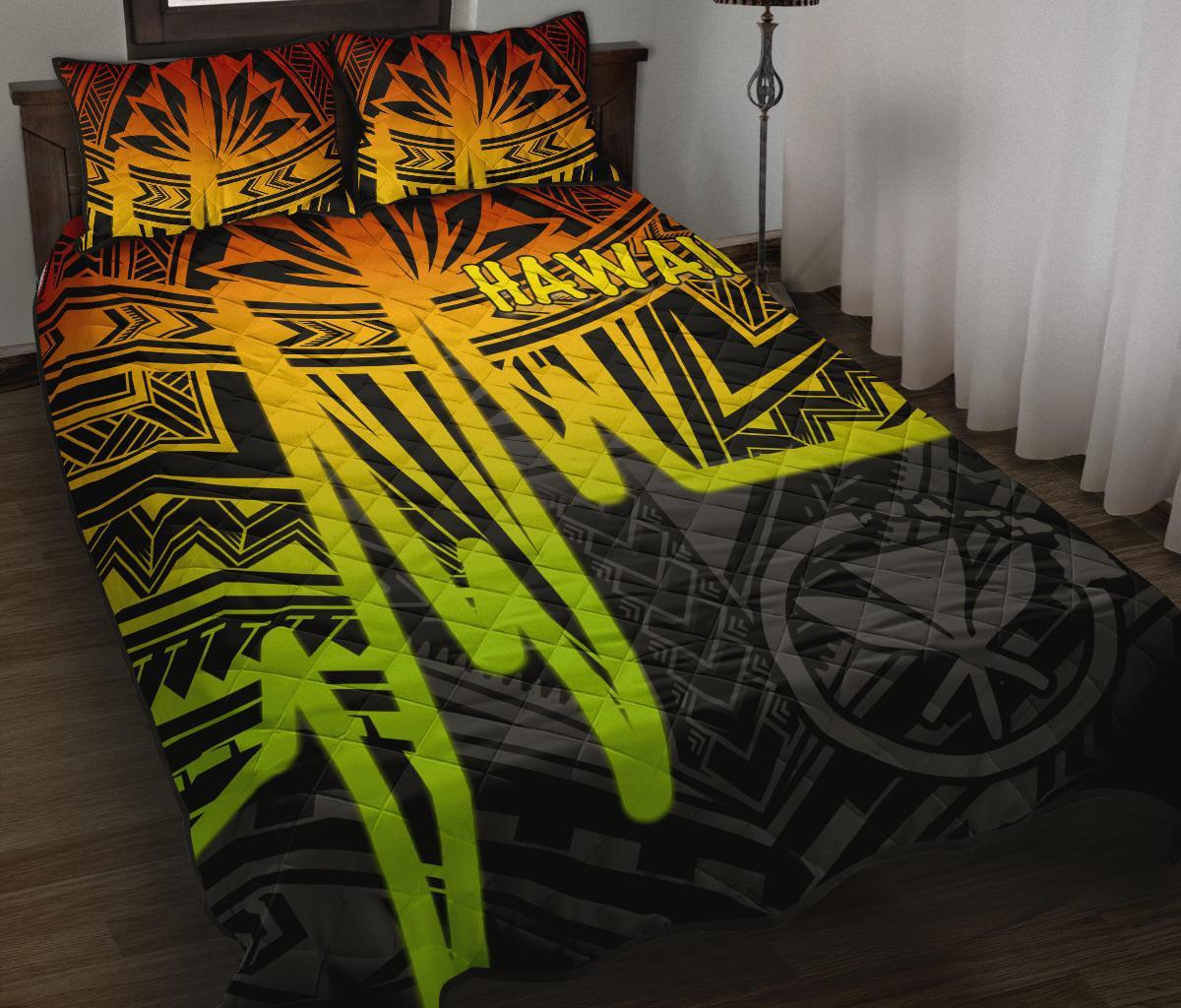 Hawaii Quilt Bed Sets - Kanaka Maoli With Polynesian Pattern In Heartbeat Style (Reggae) Art - Polynesian Pride