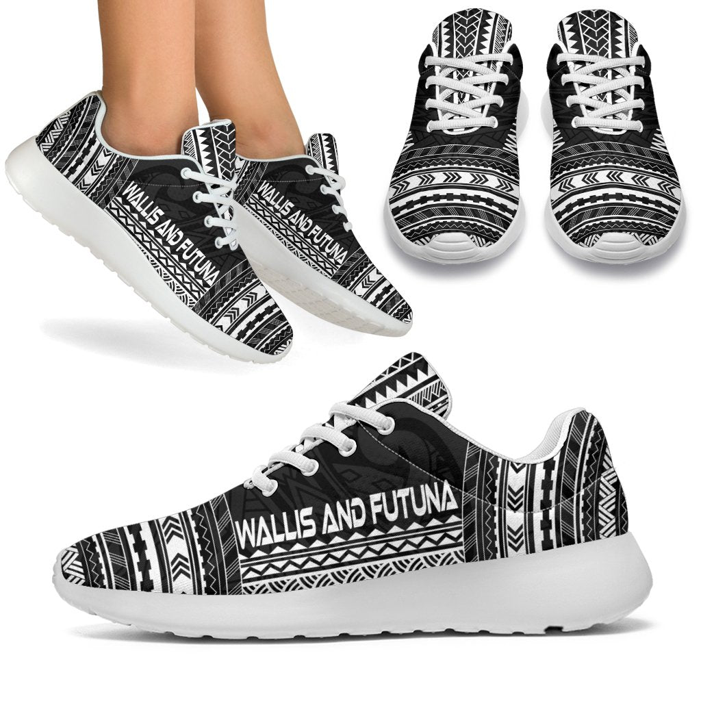 Wallis And Futuna Sporty Sneakers - Polynesian Chief Black Version White - Polynesian Pride