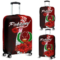 Pohnpei Micronesia Luggage Covers - Coat Of Arm With Hibiscus Red - Polynesian Pride