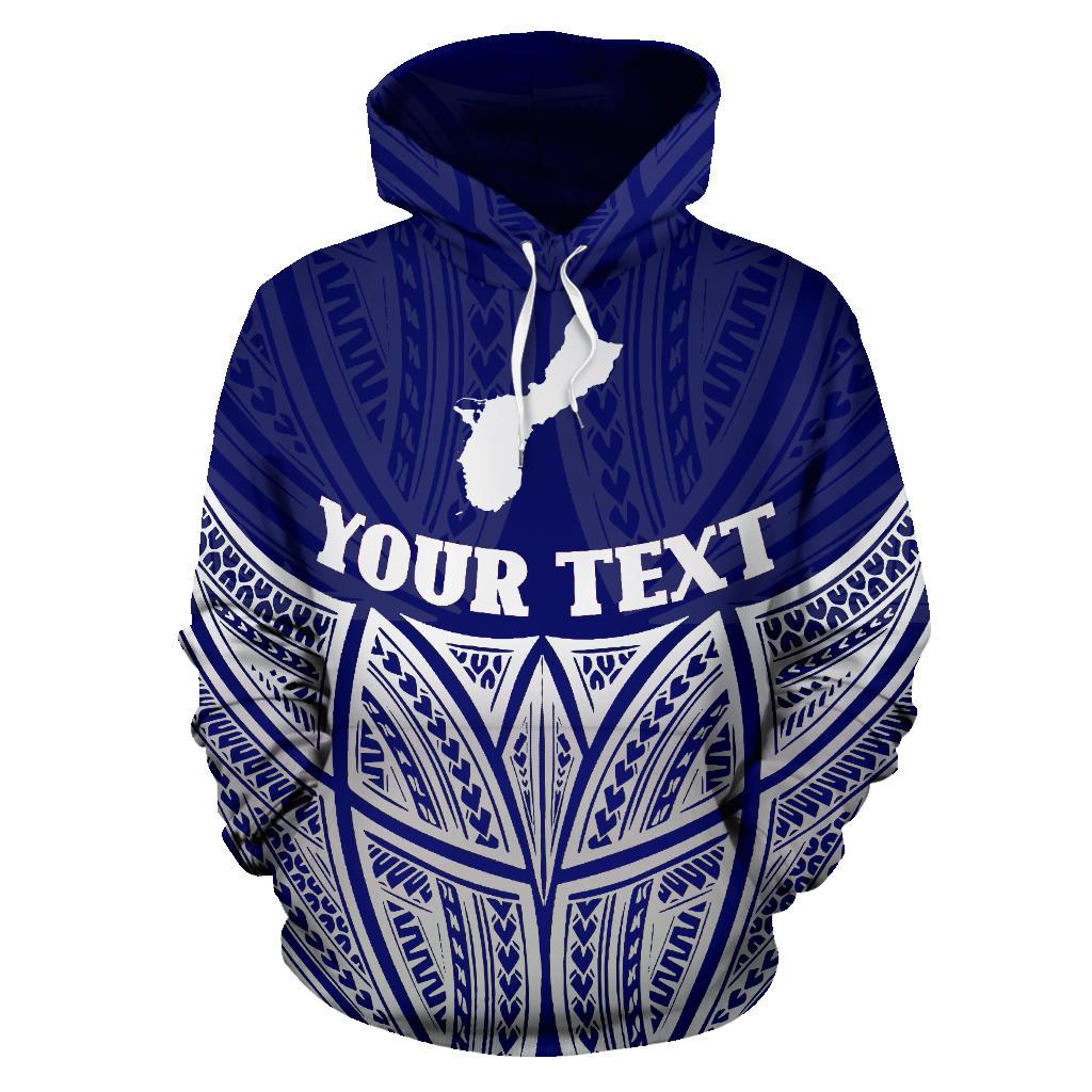 Guam Polynesian Custom Hoodie Blue Pride Map nd Seal - Polynesian Pride