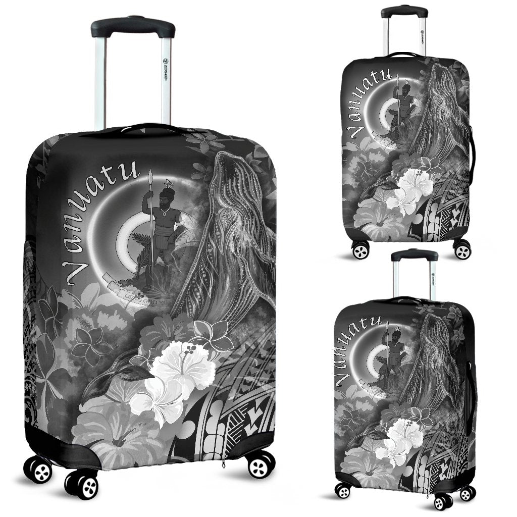 Vanuatu Luggage Covers - Humpback Whale with Tropical Flowers (White) - Polynesian Pride
