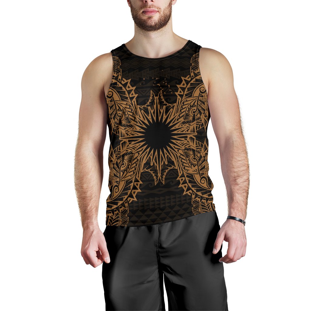 Marshall Islands Polynesian Men Tank Top Map Gold Gold - Polynesian Pride