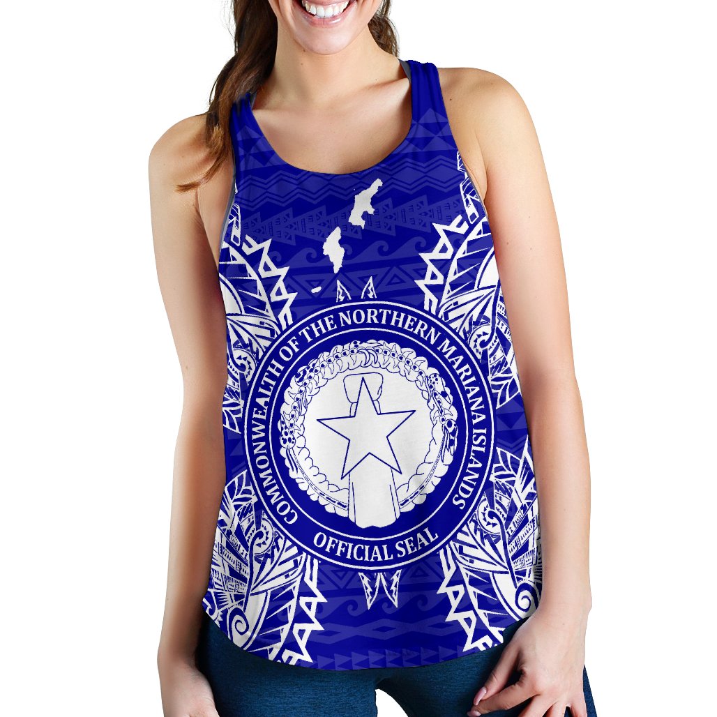 Northern Mariana Islands Polynesian Women Tank Top Map Blue Blue - Polynesian Pride