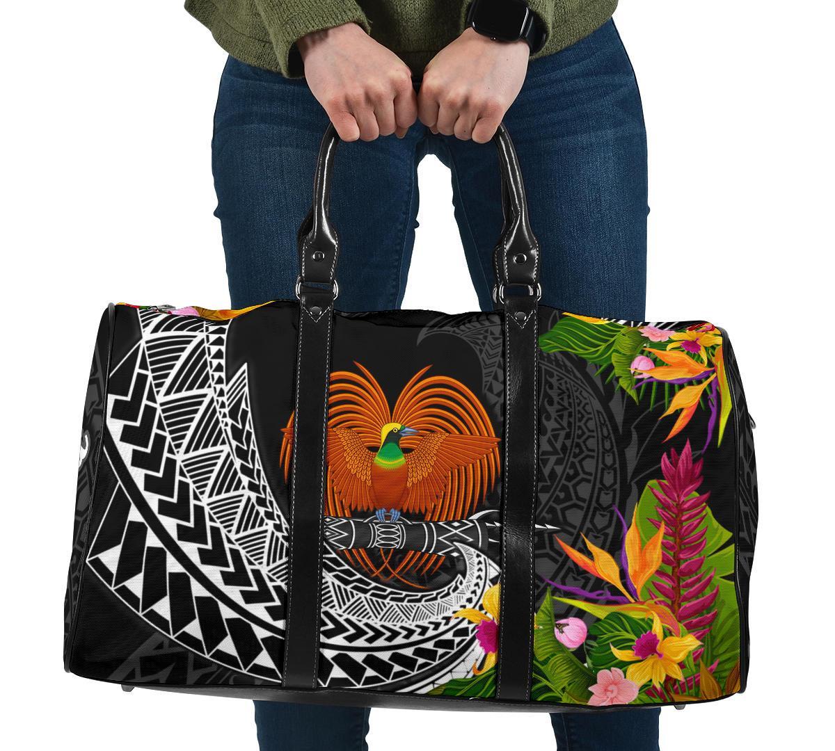 Papua New Guinea Travel Bag - Custom Personalised Seal Spiral Polynesian Patterns Travel Bag - Black - Papua New Guinea One size Black - Polynesian Pride