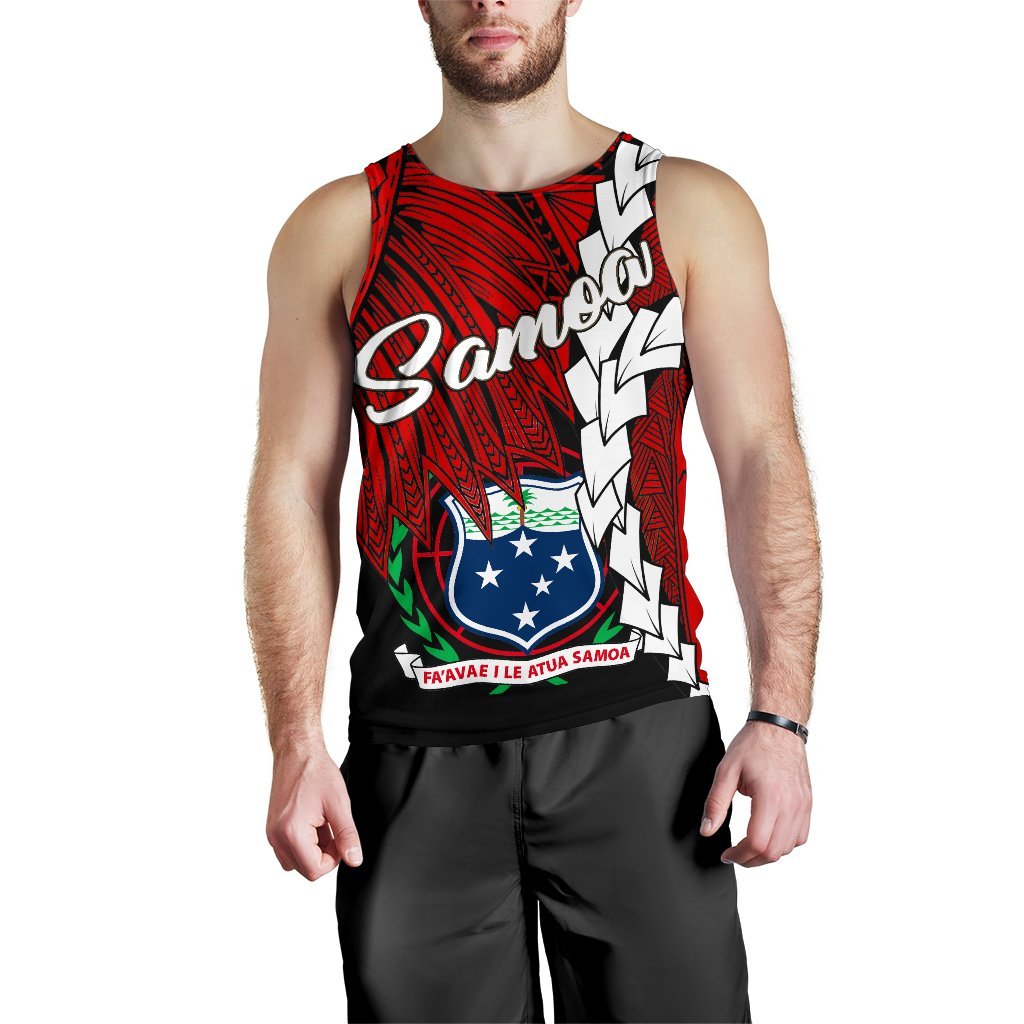 Samoa Polynesian Men's Tank Top - Tribal Wave Tattoo Flag Color - Polynesian Pride