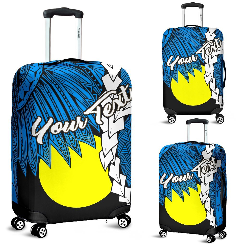 Palau Polynesian Custom Personalised Luggage Covers - Tribal Wave Tattoo Flag Style Blue - Polynesian Pride