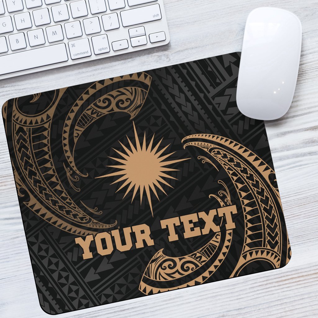 Marshall Islands Polynesian Custom Personalised Mouse Pad - Gold Tribal Wave One Style One Size Black - Polynesian Pride