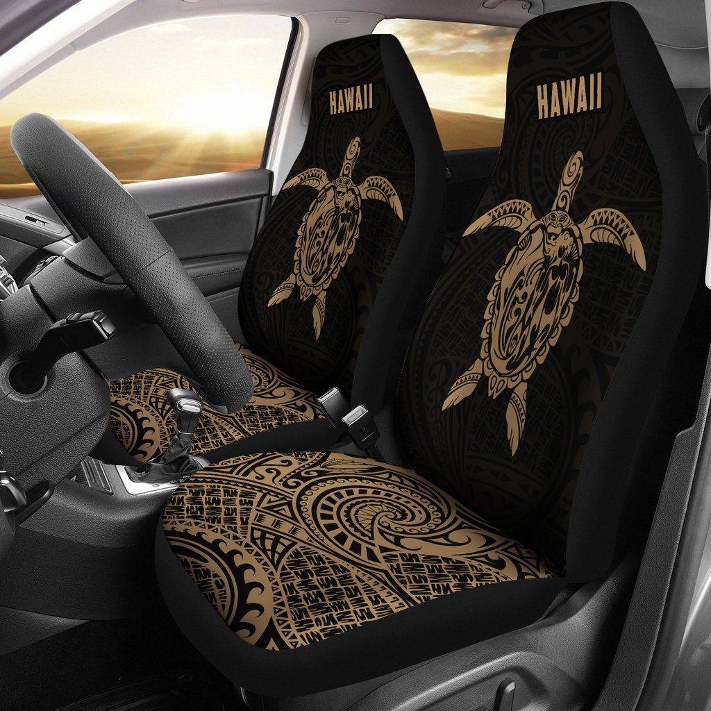 Hawaii Car Seat Covers - Hawaii Turtle Mermaid Polynesian Tattoo - Th5 Universal Fit Gold - Polynesian Pride