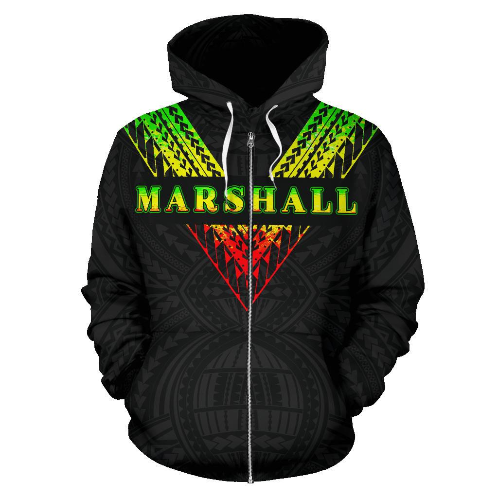 Marshall Islands All Over Zip up Hoodie Reggae Color Sailor Style - Polynesian Pride