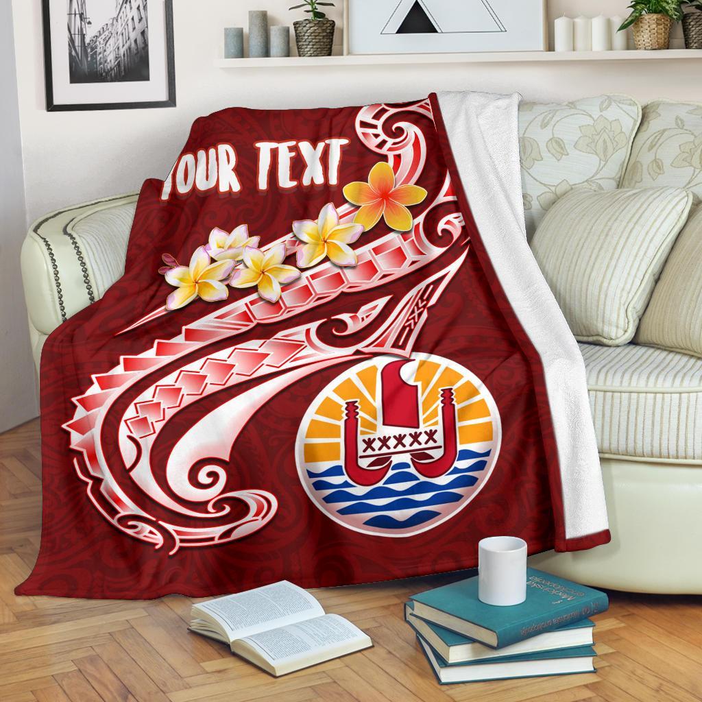 Tahiti Personalised Premium Blanket - Tahiti Seal Polynesian Patterns Plumeria White - Polynesian Pride