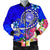 American Samoa Polynesian Men's Bomber Jacket - Turtle Plumeria (Blue) Blue - Polynesian Pride