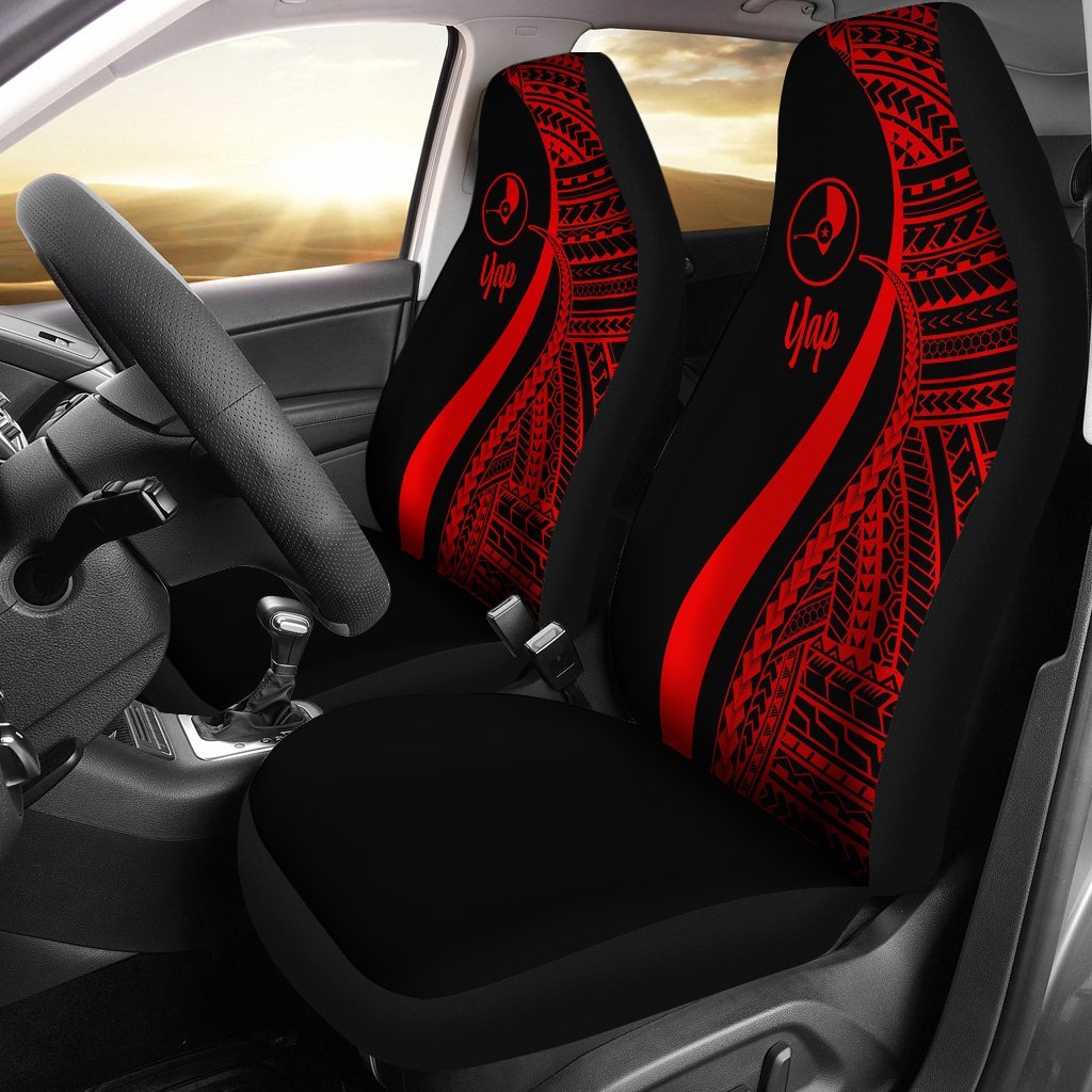 Yap Car Seat Covers - Red Polynesian Tentacle Tribal Pattern Universal Fit Red - Polynesian Pride