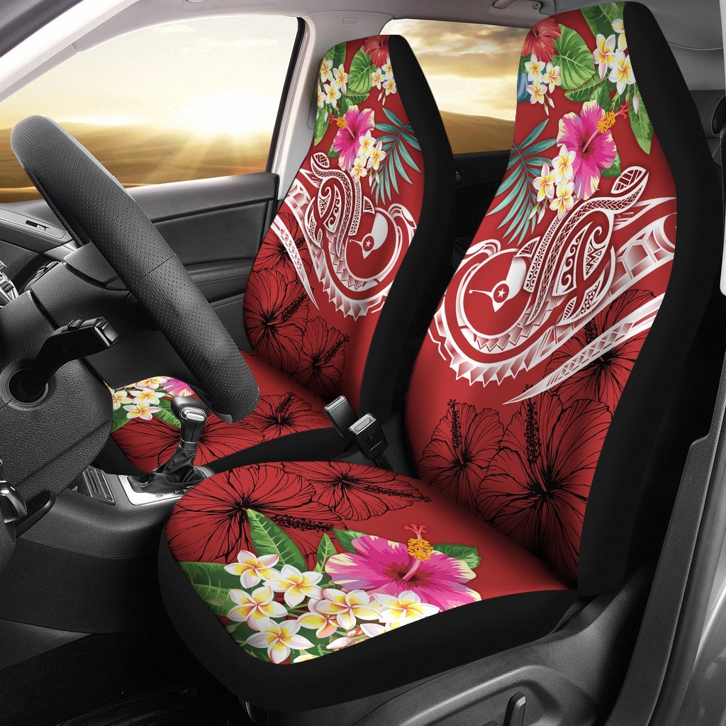 YAP Polynesian Car Seat Covers - Summer Plumeria (Red) Universal Fit Red - Polynesian Pride