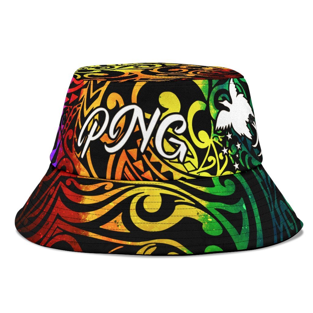 Papua New Guinea Bucket Hat - Rainbow Polynesian Pattern - Polynesian Pride