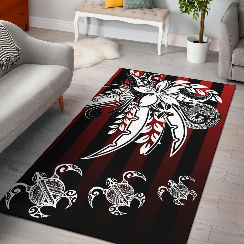 American Samoa Area Rug - Vertical Stripes Style Red - Polynesian Pride