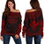 Kanaka Maoli Polynesian Chief Women's Off Shoulder Sweater - Red Version Red - Polynesian Pride