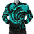 New Zealand Maori Mangopare Men Bomber Jacket Polynesian - Turquoise Turquoise - Polynesian Pride