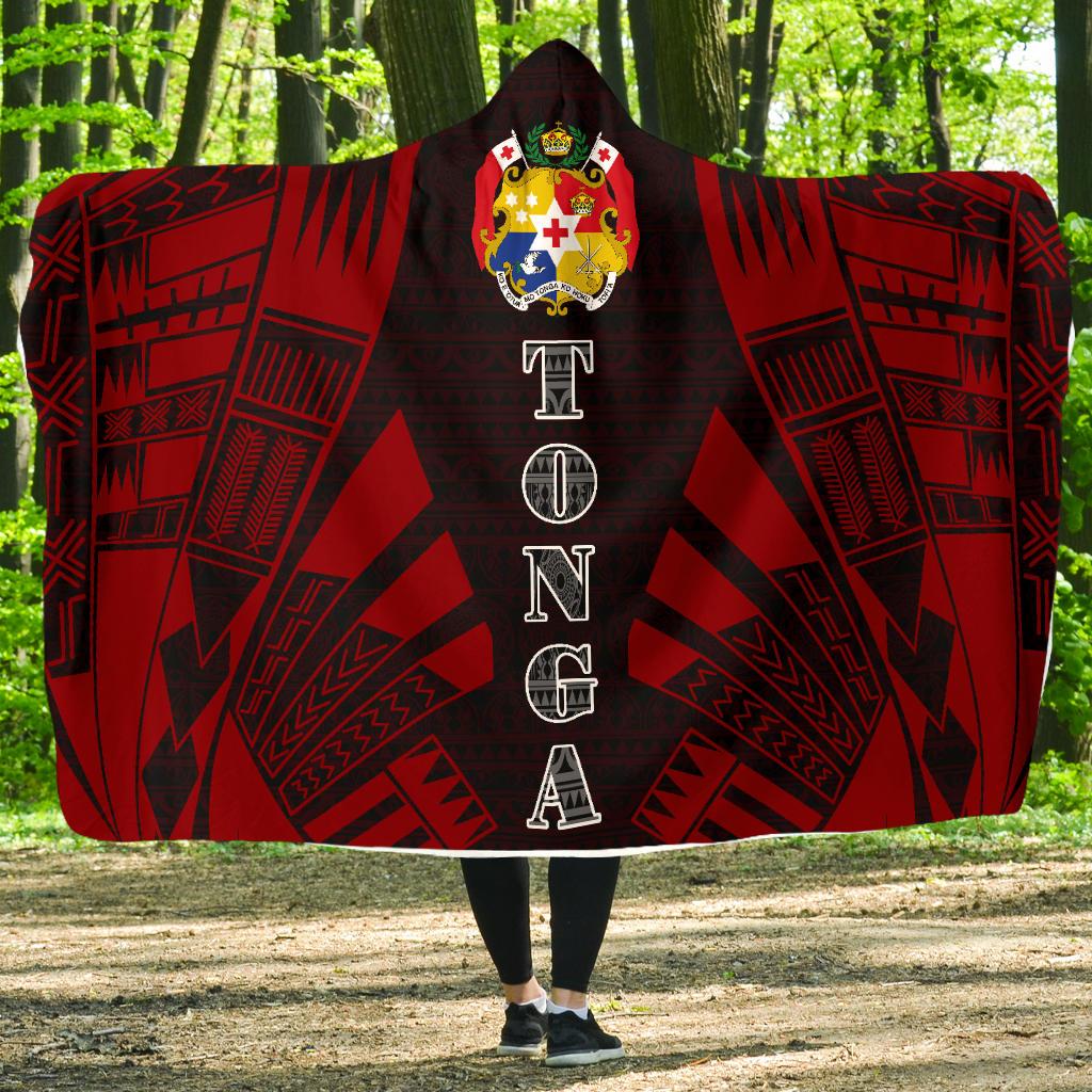 Tonga Hooded Blanket - Polynesian Tattoo Red Hooded Blanket Red - Polynesian Pride