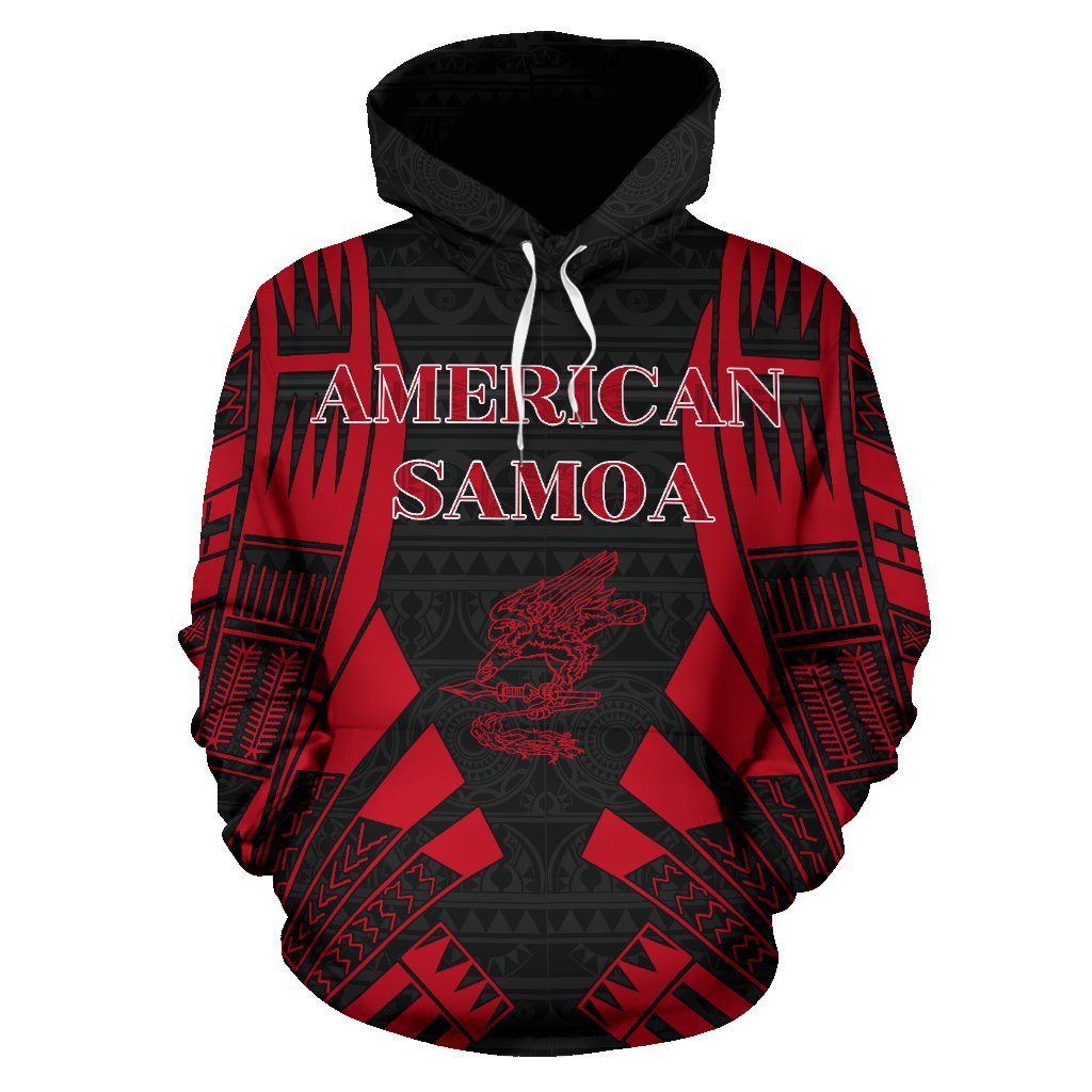 American Samoa All Over Hoodie Tattoo Red Version - Polynesian Pride