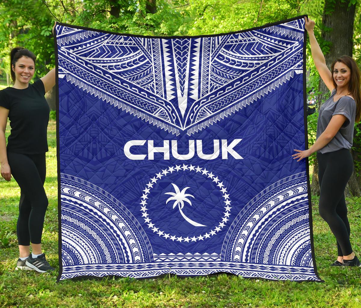 Chuuk Premium Quilt - Chuuk Flag Polynesian Chief Blue Version Blue - Polynesian Pride