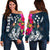 Kosrae Women's Off Shoulder Sweater - Kosrae Summer Vibes Blue - Polynesian Pride