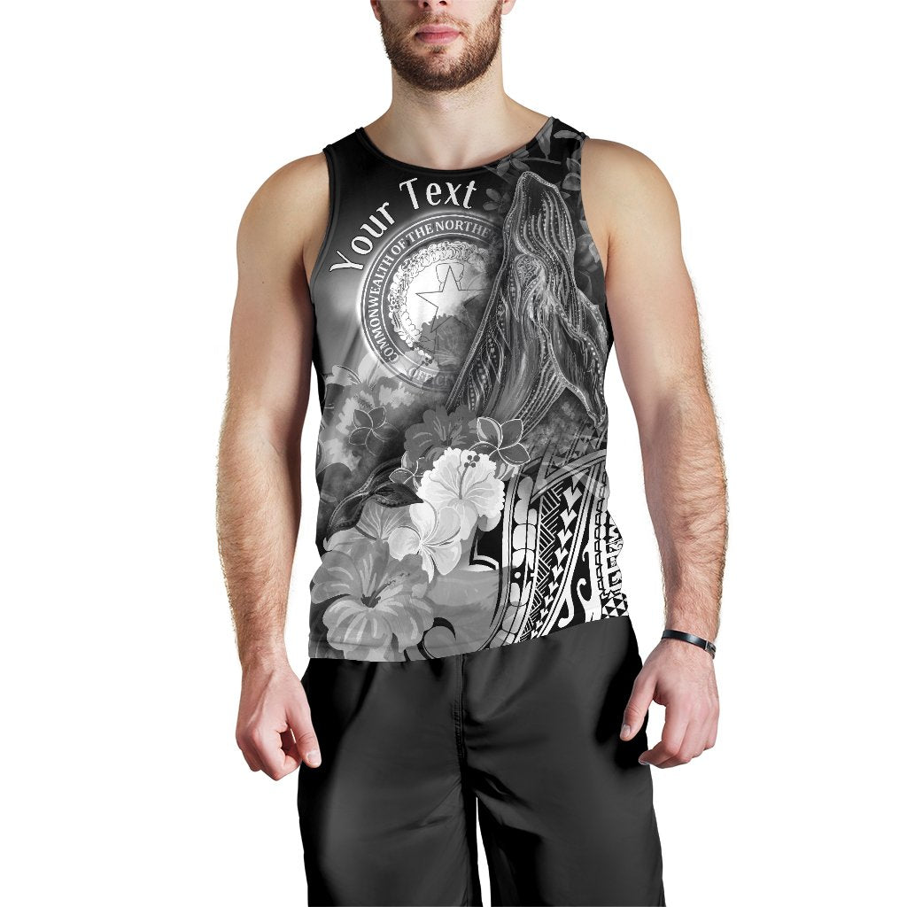 CNMI Custom Personalised Men's Tank Top - Humpback Whale with Tropical Flowers (White) - Polynesian Pride