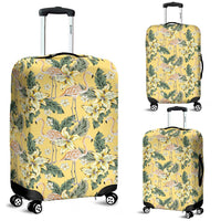 Tropical Flamingo Yellow Luggage Cover White - Polynesian Pride