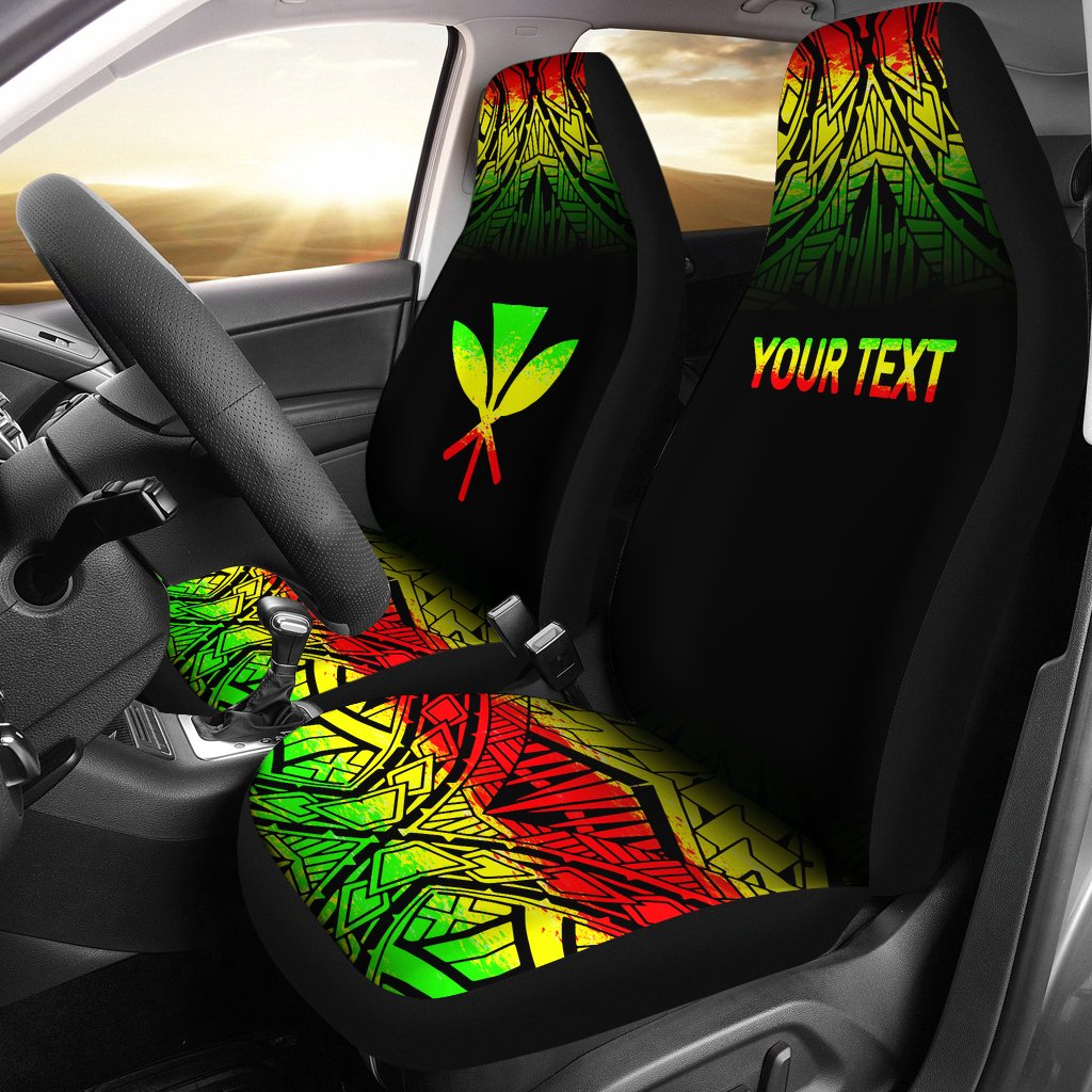 Hawaii Custom Personalised Car Seat Covers - Kanaka Maoli Polynesian Tattoo Fog Reggae Universal Fit Reggae - Polynesian Pride