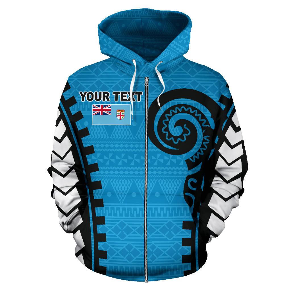Fiji Custom Zip Hoodie Warrior Style - Polynesian Pride