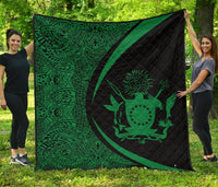 Cook Islands Coat Of Arms Polynesian Premium Quilt - Circle Style - 08 - Polynesian Pride