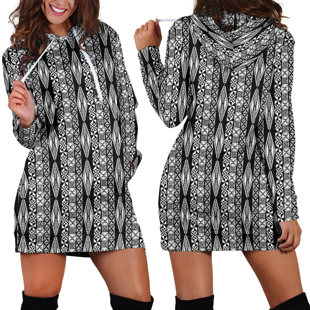 Polynesian Tribal Hoodie Dress 03 Black - Polynesian Pride