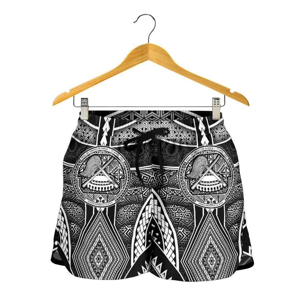 Polynesian Shorts Women's - American Samoa Coat Of Arm With Poly Patterns - Polynesian Pride