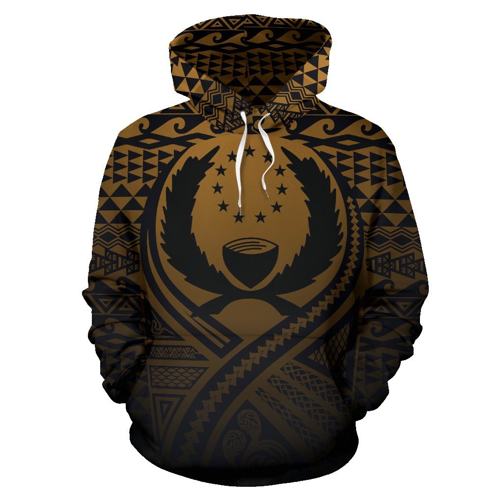 Pohnpei All Over Hoodie Lift up Gold - Polynesian Pride