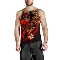 Guam Polynesian Men's Tank Top - Plumeria Flowers And Waves - Polynesian Pride