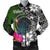 Palau Men Bomber Jacket - Turtle Plumeria Banana Leaf Black - Polynesian Pride