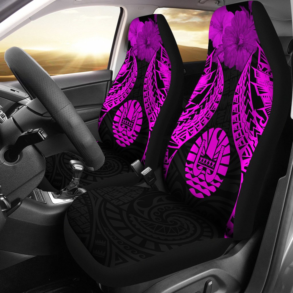 Tahiti Polynesian Car Seat Covers Pride Seal And Hibiscus Pink Universal Fit Pink - Polynesian Pride