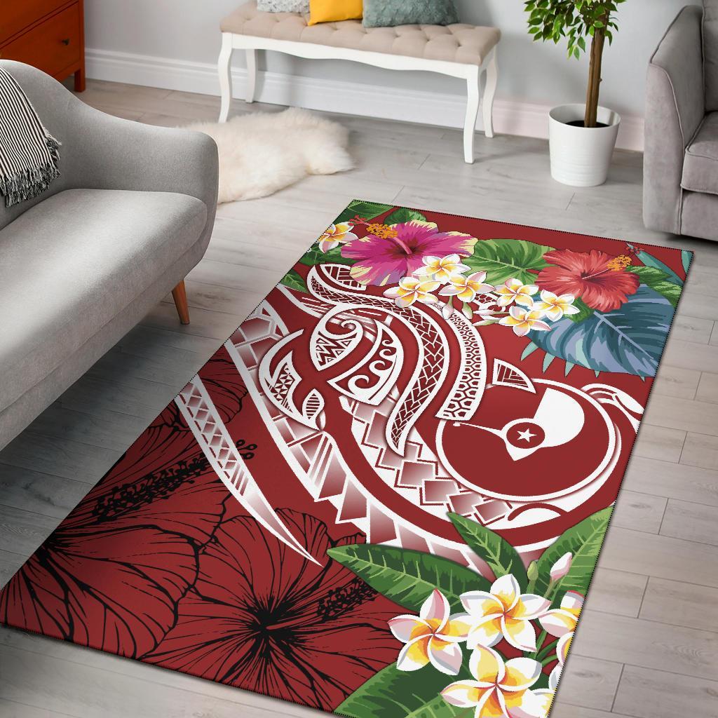 YAP Polynesian Ares Rug - Summer Plumeria (Red) Red - Polynesian Pride