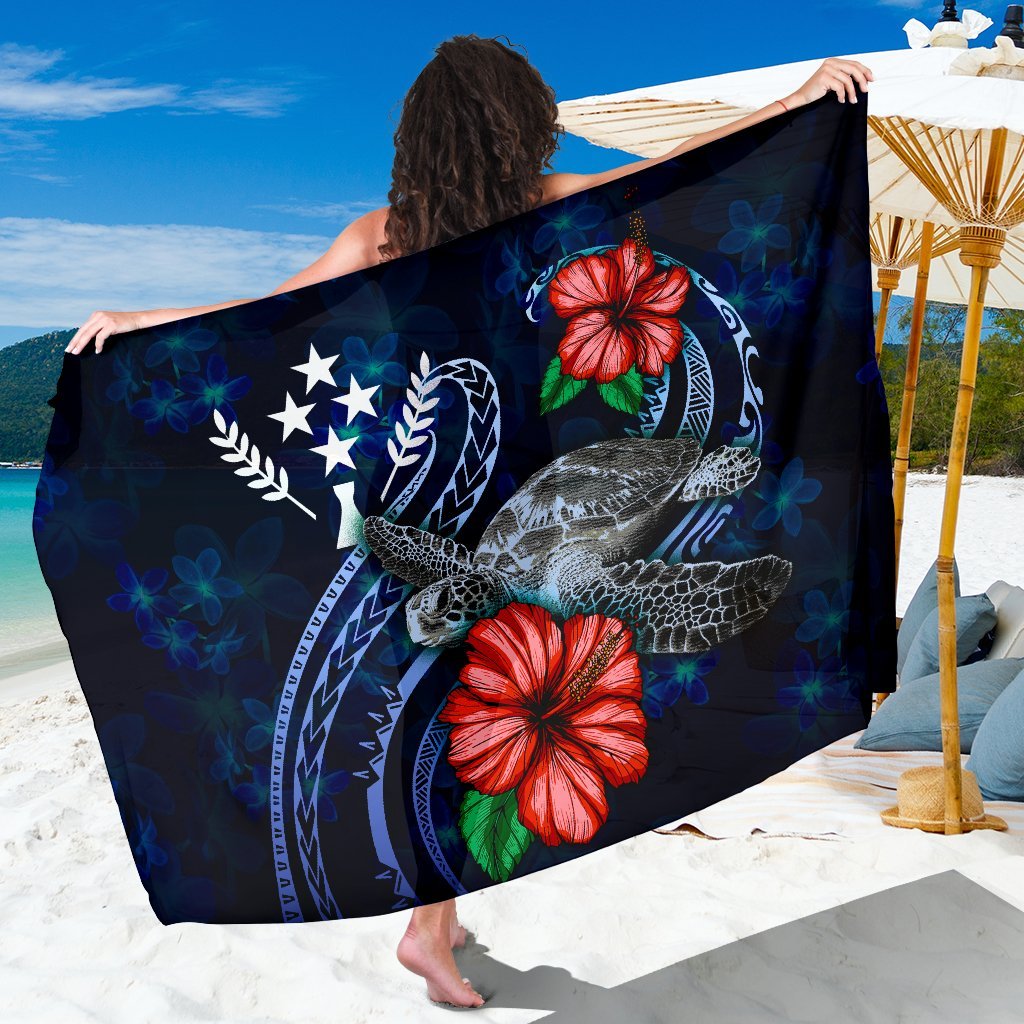 Kosrae Polynesian Sarong - Blue Turtle Hibiscus One Style One Size Blue - Polynesian Pride