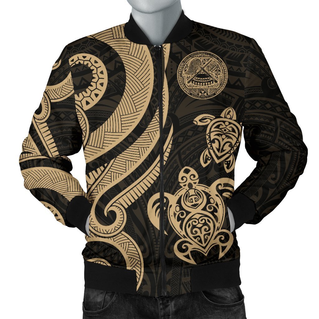 American Samoa Bomber Jacket - Gold Tentacle Turtle - Polynesian Pride