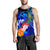 Polynesian Hawaii Custom Personalised Men's Tank Top - Kanaka Maoli Humpback Whale with Tropical Flowers (Blue) - Polynesian Pride