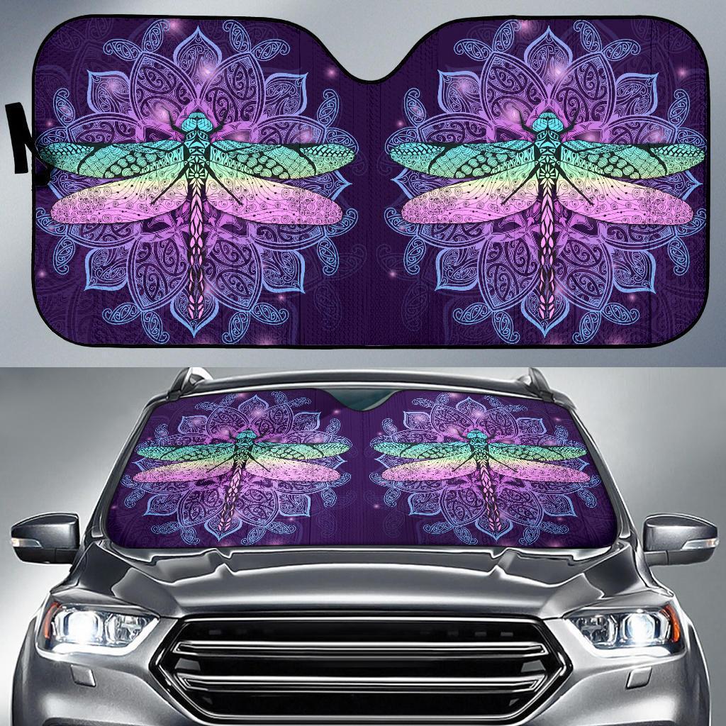 Maori Mandala Dragonfly Auto Sun Shades Auto Sun Shade Universal Fit Purple - Polynesian Pride