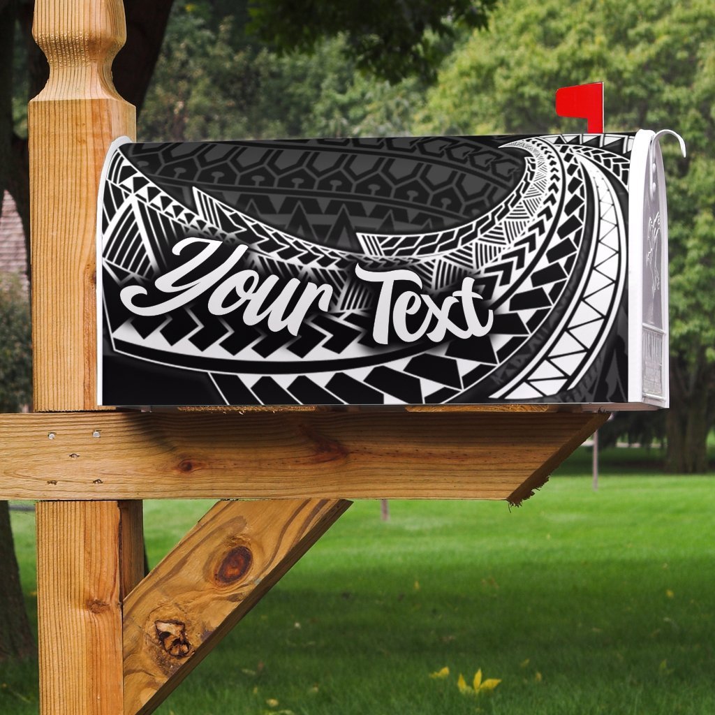 American Samoa Mailbox Cover - Custom Personalised Tropical Flowers Style Mailbox Cover - American Samoa Black - Polynesian Pride