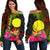 Federated States of Micronesia Polynesian Personalised Women Off Shoulder Sweaters - Hibiscus and Banana Leaves - Polynesian Pride