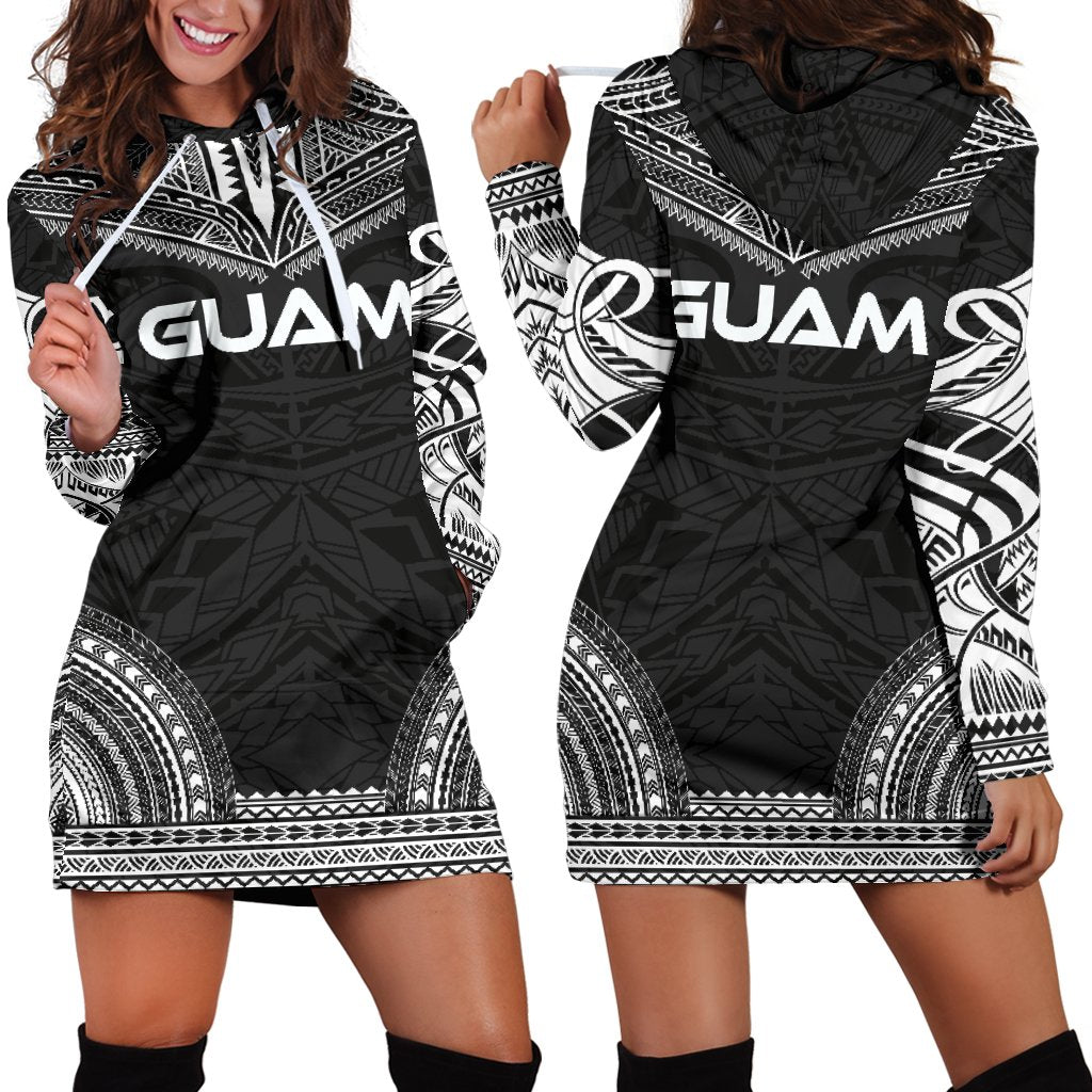 Guam Women's Hoodie Dress - Polynesian Black Chief Black - Polynesian Pride